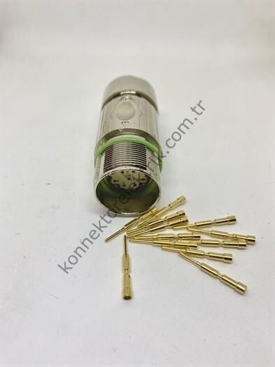HZ CONNECTORS  M23 12 Pin Metal Kasa Karşıt Kablo Tipi Erkek Endüstriyel Konnektör