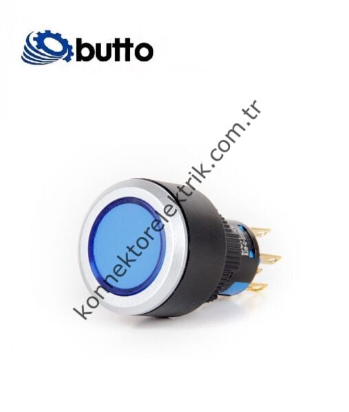 BUTTO K16-G-372-BD Yuvarlak Plastik Gövde 16mm Kalıcı Buton 12-24V DC