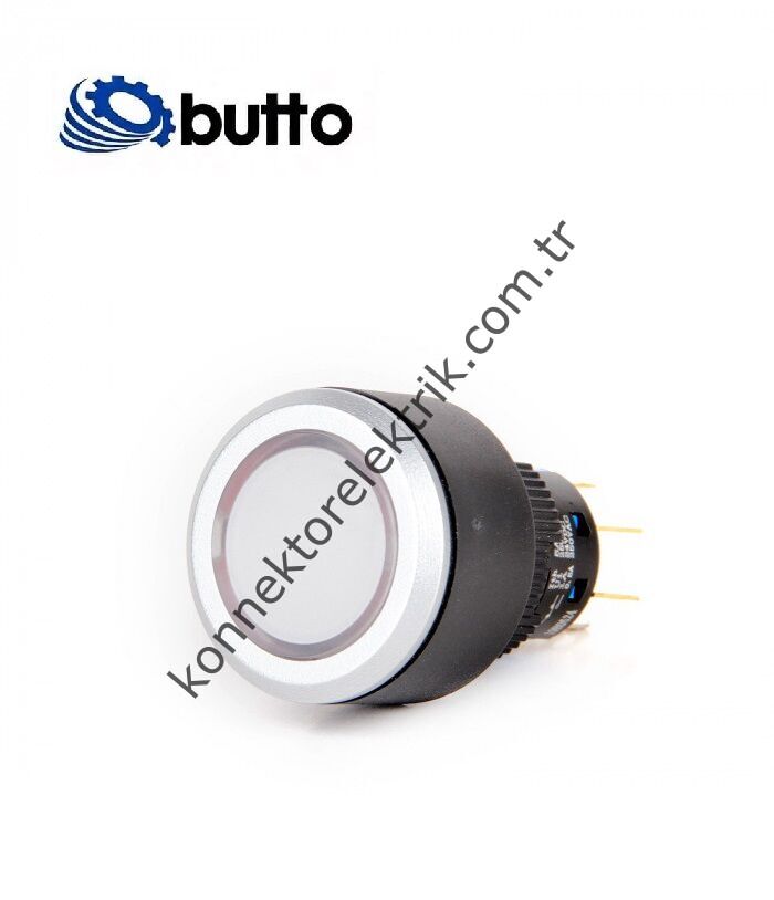 BUTTO K16-G-372-WD Yuvarlak Plastik Gövde 16mm Kalıcı Buton 12-24V DC