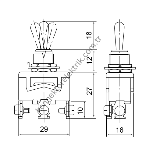 CNTD C513B Serisi 15Amper Toggle Anahtar
