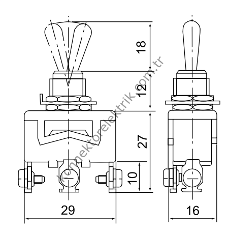 CNTD C5R12B Serisi 15Amper Toggle Switch