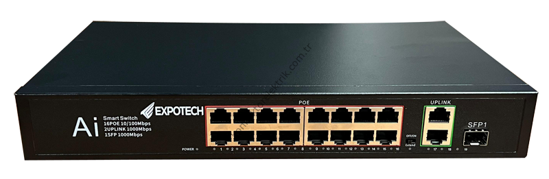 EXPOTECH EX-G19250P 16+4 Port GIGABIT Aktif PoE Switch