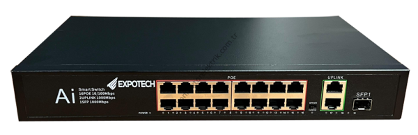 EXPOTECH EX-G19250P 16+4 Port GIGABIT Aktif POE Switch