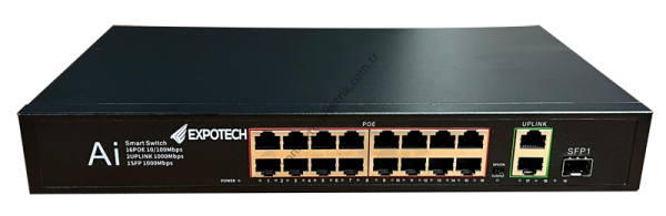 EXPOTECH EX-G19250P 16+4 Port GIGABIT Aktif PoE Switch