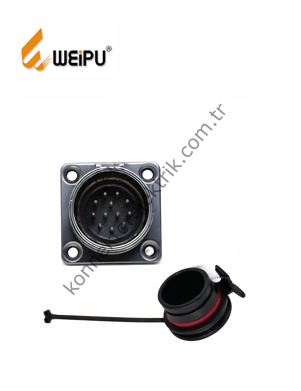 WEIPU WK20J12Z1 12 Pin IP68 Metal Kasa Panel Tipi Erkek Su Geçirmez Konnektör