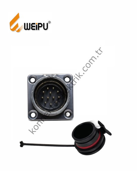 WEIPU WK20J12Z1 12 Pin IP68 Metal Kasa Panel Tipi Erkek Su Geçirmez Konnektör