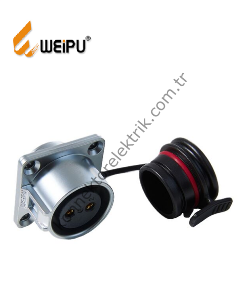 WEIPU WK20K2Z1 2 Pin IP67 Metal Kasa Panel Tipi Dişi Su Geçirmez Konnektör