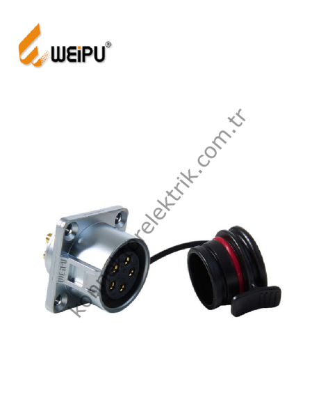 WEIPU WK20K5Z1 5 Pin IP68 Metal Kasa Panel Tipi Dişi Su Geçirmez Konnektör