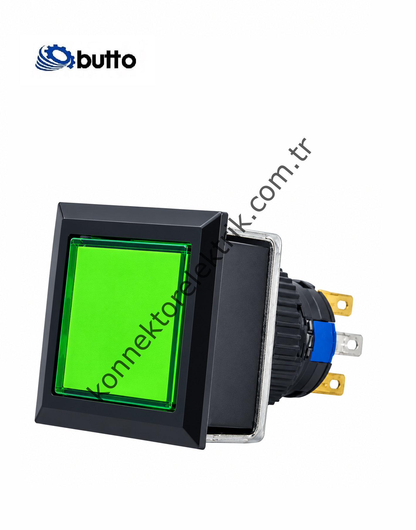 BUTTO K16-G-282-GA2 Kare Plastik Gövde 21x21mm Yaylı Buton Led Işıklı 220V AC
