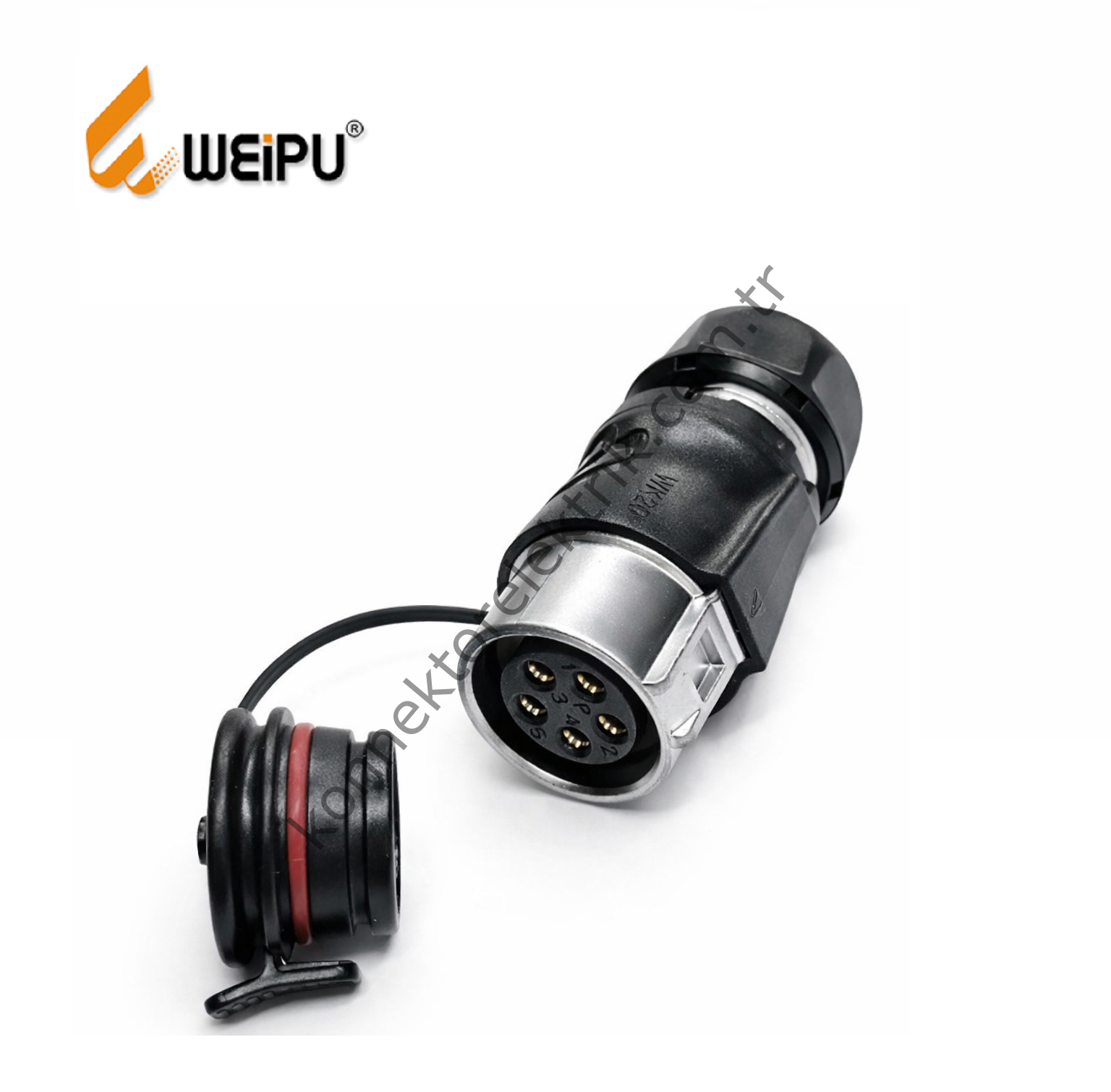 WEIPU WK20K5ZE1 5 Pin IP67 Plastik Kasa Karşıt Kablo Tipi Dişi Su Geçirmez Konnektör