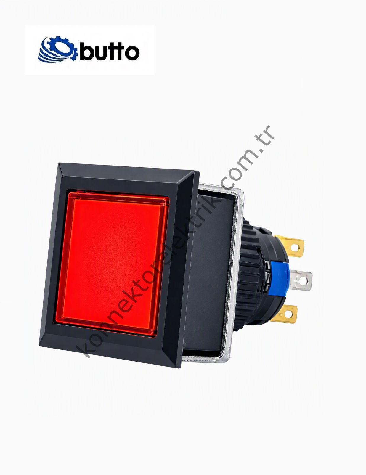 BUTTO K16-G-282-RA2 Kare Plastik Gövde 21x21mm Yaylı Buton Led Işıklı 220V AC