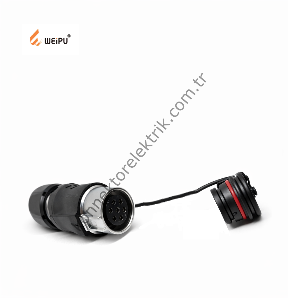 WEIPU WK20K7ZE1 7 Pin IP67 Plastik Kasa Karşıt Kablo Tipi Dişi Su Geçirmez Konnektör