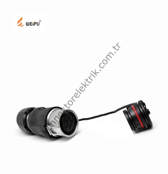 WEIPU WK20K7ZE1 7 Pin IP67 Plastik Kasa Karşıt Kablo Tipi Dişi Su Geçirmez Konnektör