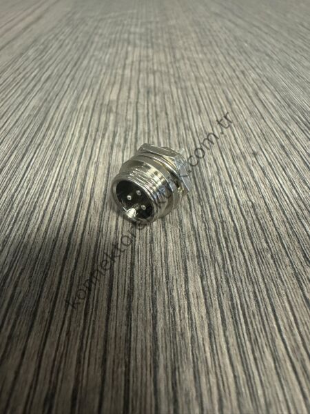 HZ CONNECTORS GX12 12M-3B 3 Pin Metal Kasa Panel Tipi Erkek Mike (Mayk) Konnektör