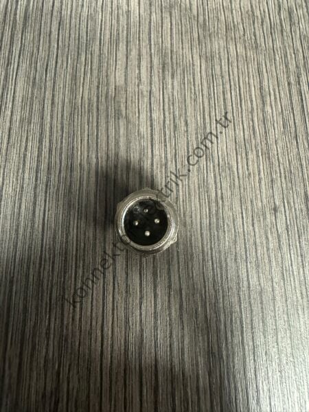 HZ CONNECTORS GX12 12M-4B 4 Pin Metal Kasa Panel Tipi Erkek Mike (Mayk) Konnektör