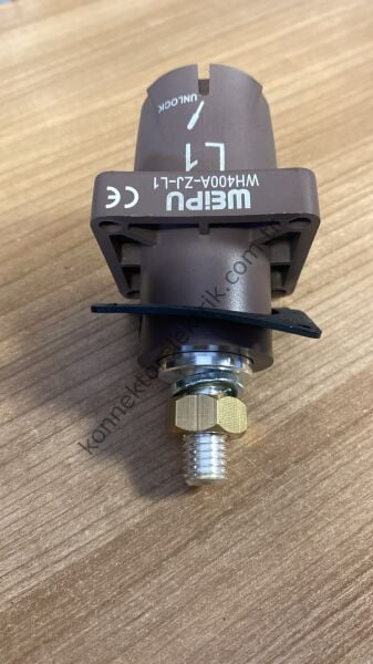 WEIPU WH400A-ZJ-L1-M12 1 Pin IP67 400A Panel Tipi Erkek Powerlock Su Geçirmez Konnektör