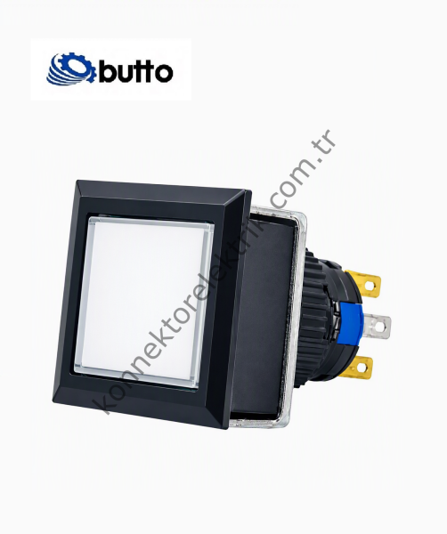 BUTTO K16-G-382-WA2 Kare Plastik Gövde 21x21mm Kalıcı Buton Led Işıklı 220V AC