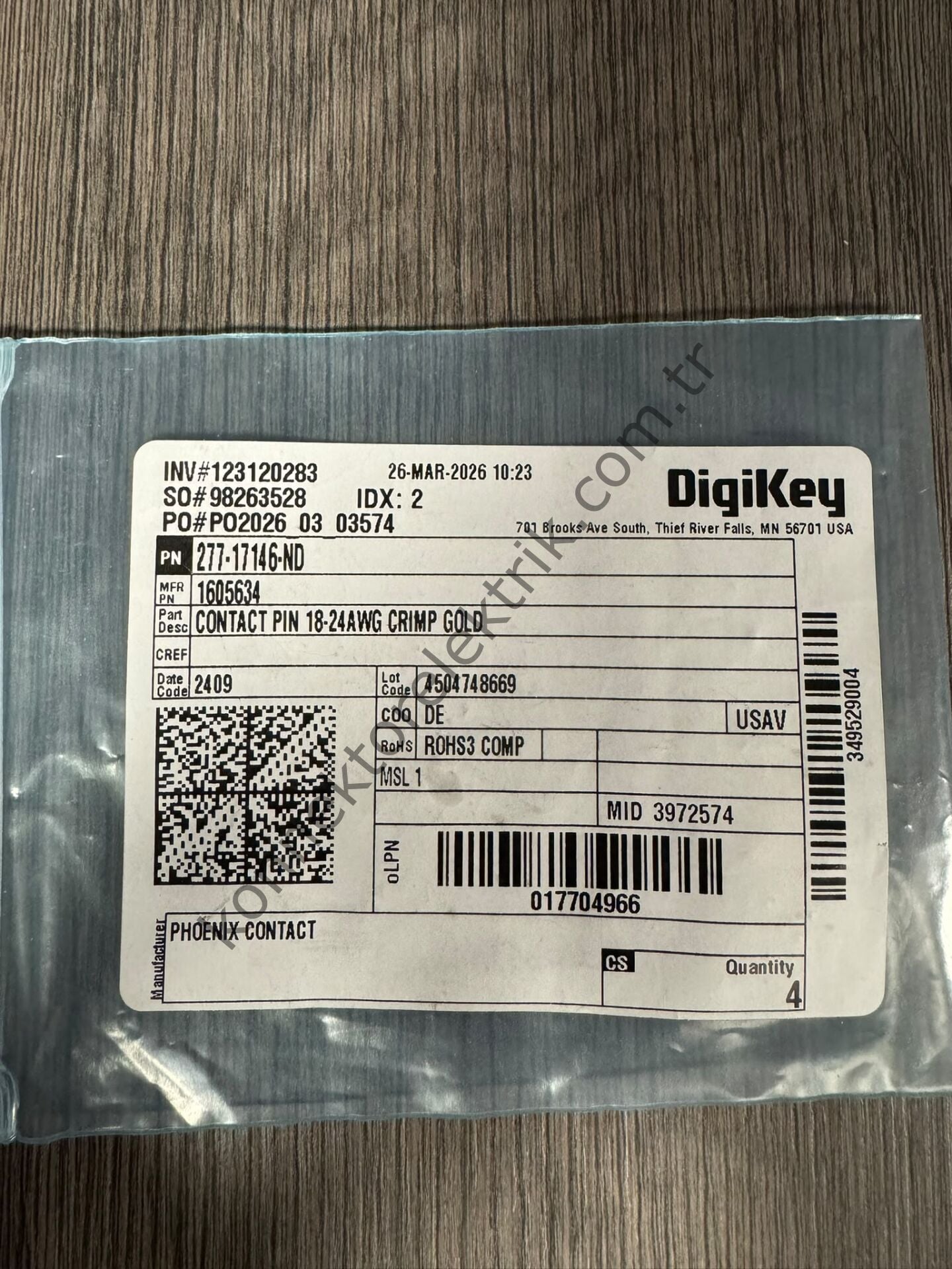 PHOENIX CONTACT 1605634 SF-7PP2000 2mm Altın Kaplama Erkek Crimp Pin Konnektör Kontağı