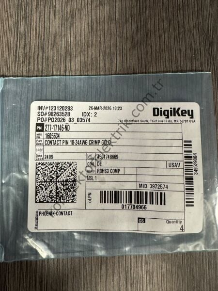 PHOENIX CONTACT 1605634 SF-7PP2000 2mm Altın Kaplama Erkek Crimp Pin Konnektör Kontağı