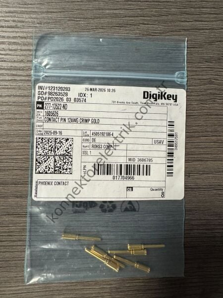 PHOENIX CONTACT 1605626 SF-7MP2000 2mm 12 AWG Altın Kaplama Erkek Crimp Pin Konnektör Kontağı