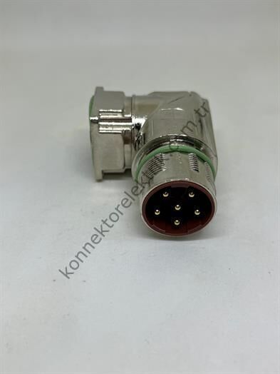 M23 6 Pin 90° Açılı Panel Tipi Erkek Konnektör