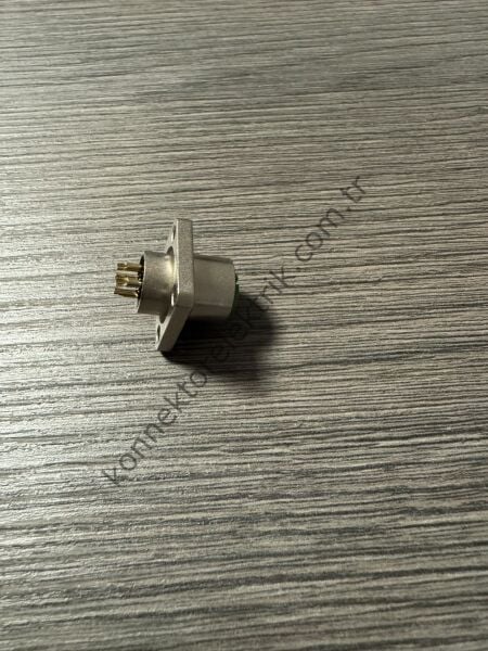 RENHOTEC M12 5 Pin Kare Flanş Metal Kasa Panel Tipi Dişi Endüstriyel Konnektör