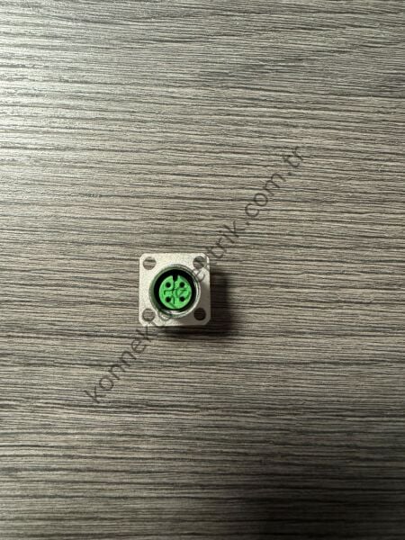 RENHOTEC M12 4 Pin Kare Flanş Metal Kasa Panel Tipi Dişi Endüstriyel Konnektör