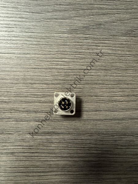 RENHOTEC M12 4 Pin Kare Flanş Metal Kasa Panel Tipi Dişi Endüstriyel Konnektör