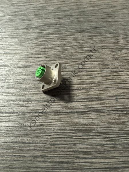 RENHOTEC M12 4 Pin Kare Flanş Metal Kasa Panel Tipi Dişi Endüstriyel Konnektör