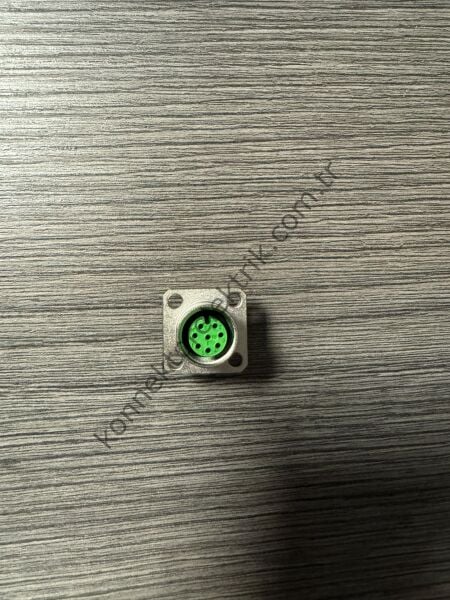 RENHOTEC M12 8 Pin Kare Flanş Metal Kasa Panel Tipi Dişi Endüstriyel Konnektör