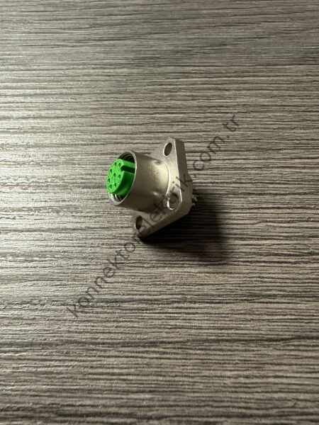 RENHOTEC M12 8 Pin Kare Flanş Metal Kasa Panel Tipi Dişi Endüstriyel Konnektör