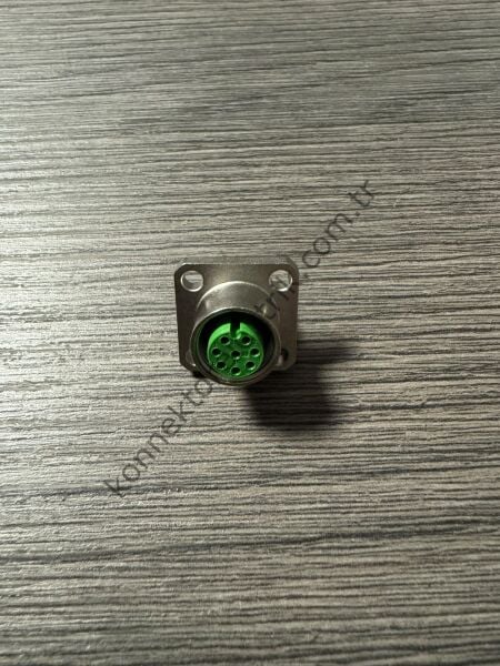 RENHOTEC M12 8 Pin Kare Flanş Metal Kasa Panel Tipi Dişi Endüstriyel Konnektör