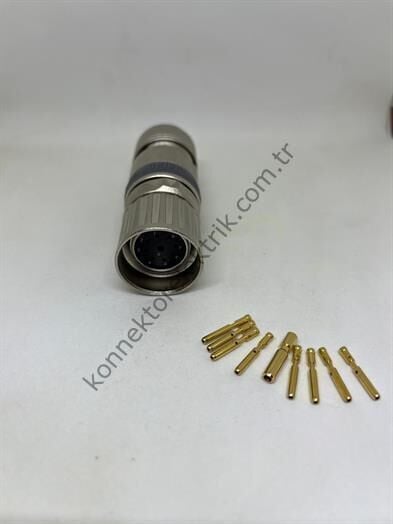HZ CONNECTORS M23 9 Pin (8+1) Metal Kasa Kablo Tipi Dişi Endüstriyel Konnektör