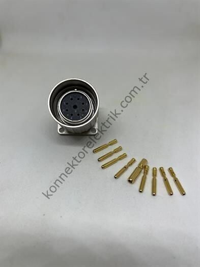 HZ CONNECTORS M23 9 Pin (8+1) Metal Kasa Panel Tipi Bilezikli Dişi Endüstriyel Konnektör