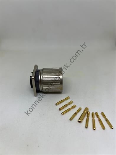 HZ CONNECTORS M23 9 Pin (8+1) Metal Kasa Panel Tipi Bilezikli Dişi Endüstriyel Konnektör