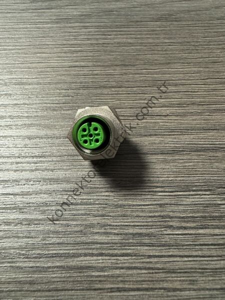 RENHOTEC M12 Arkadan Somunlu 5 Pin Metal Kasa Panel Tipi Dişi Endüstriyel Konnektör