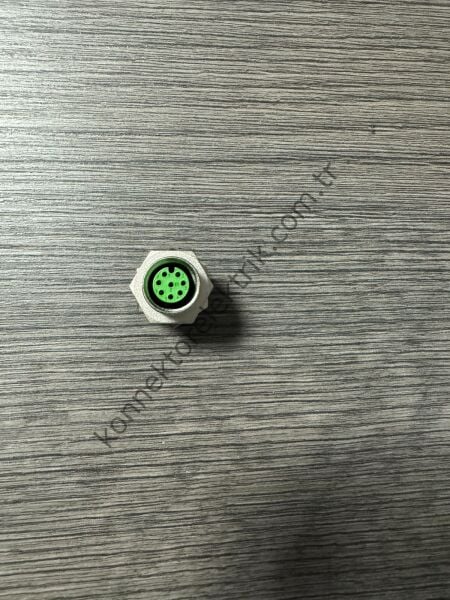 RENHOTEC M12 Arkadan Somunlu 8 Pin Metal Kasa Panel Tipi Dişi Endüstriyel Konnektör