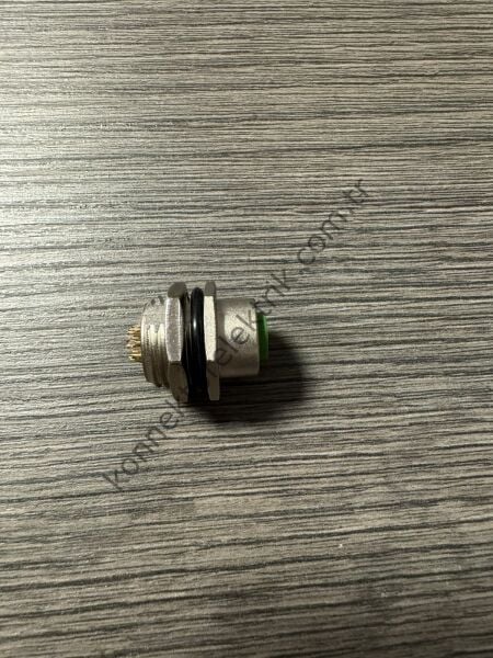 RENHOTEC M12 Arkadan Somunlu 8 Pin Metal Kasa Panel Tipi Dişi Endüstriyel Konnektör