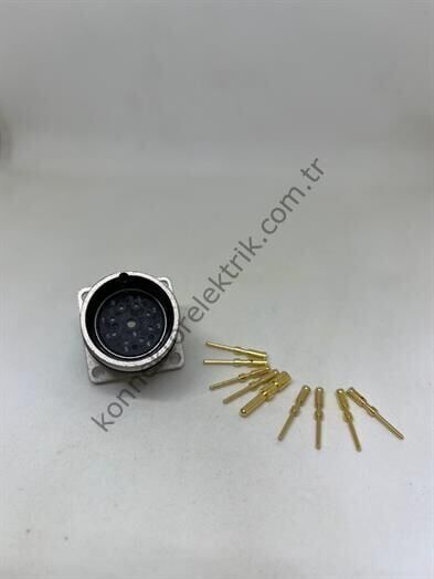 HZ CONNECTORS M23 9 Pin (8+1) Metal Kasa Panel Tipi Erkek Endüstriyel Konnektör