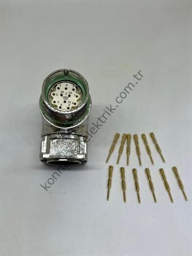 M23 12 Pin 90° Açılı Panel Tipi Erkek Konnektör