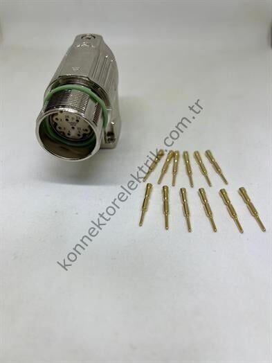 M23 12 Pin 90° Açılı Panel Tipi Erkek Konnektör