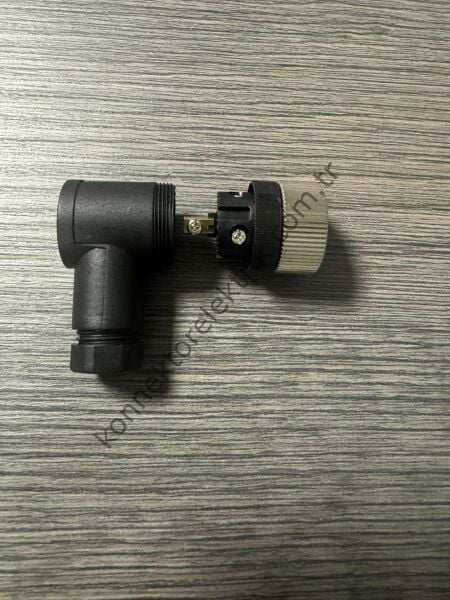 RENTHOTEC M12 5 Pin Plastik Kasa  90° Açılı Kablo Tipi Dişi Endüstriyel Konnektör