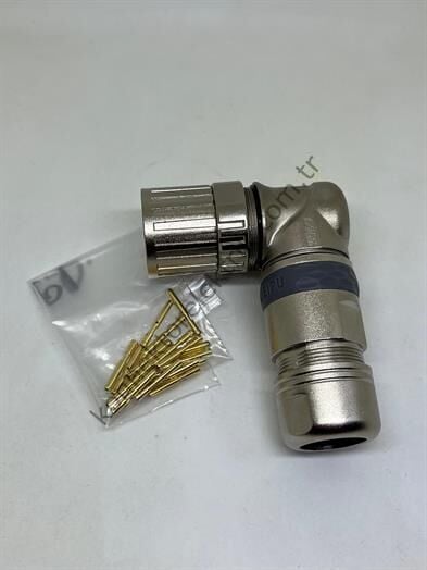 HZ CONNECTORS M23 19 Pin (16+3) Metal Kasa 90° Açılı Kablo Tipi Dişi Endüstriyel Konnektör