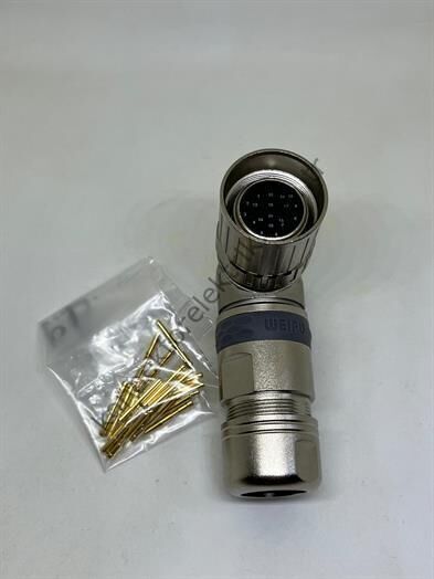 HZ CONNECTORS M23 19 Pin (16+3) Metal Kasa 90° Açılı Kablo Tipi Dişi Endüstriyel Konnektör