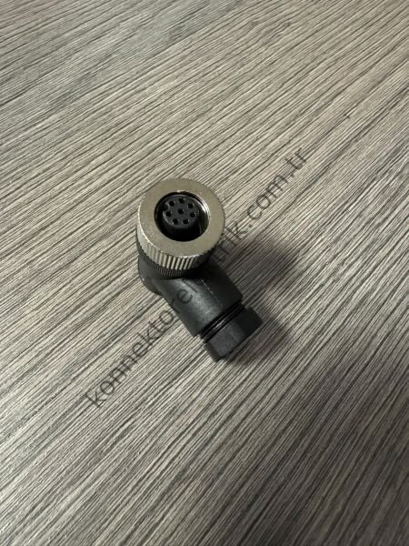 RENTHOTEC M12 8 Pin Plastik Kasa  90° Açılı Kablo Tipi Dişi Endüstriyel Konnektör