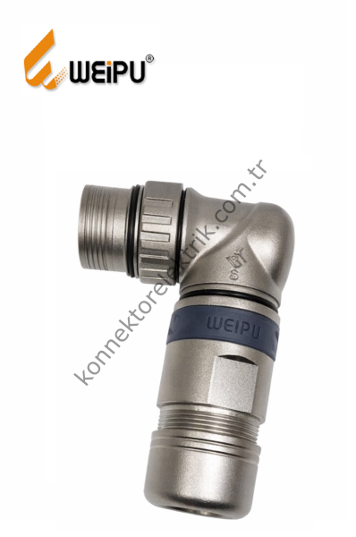 HZ CONNECTORS M23 19 Pin Metal Kasa 90° Karşıt Kablo Tipi Erkek Endüstriyel Konnektör