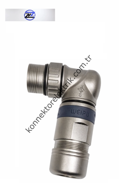 HZ CONNECTORS M23 19 Pin Metal Kasa 90° Karşıt Kablo Tipi Erkek Endüstriyel Konnektör