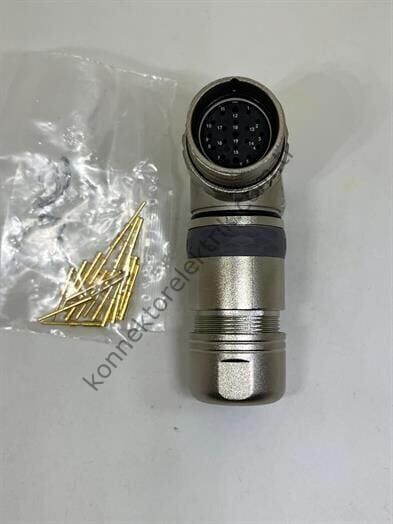 M23 19 Pin 90D Karşıt Kablo Tipi Erkek Konnektör