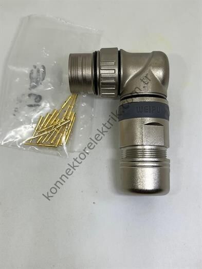 M23 19 Pin 90D Karşıt Kablo Tipi Erkek Konnektör