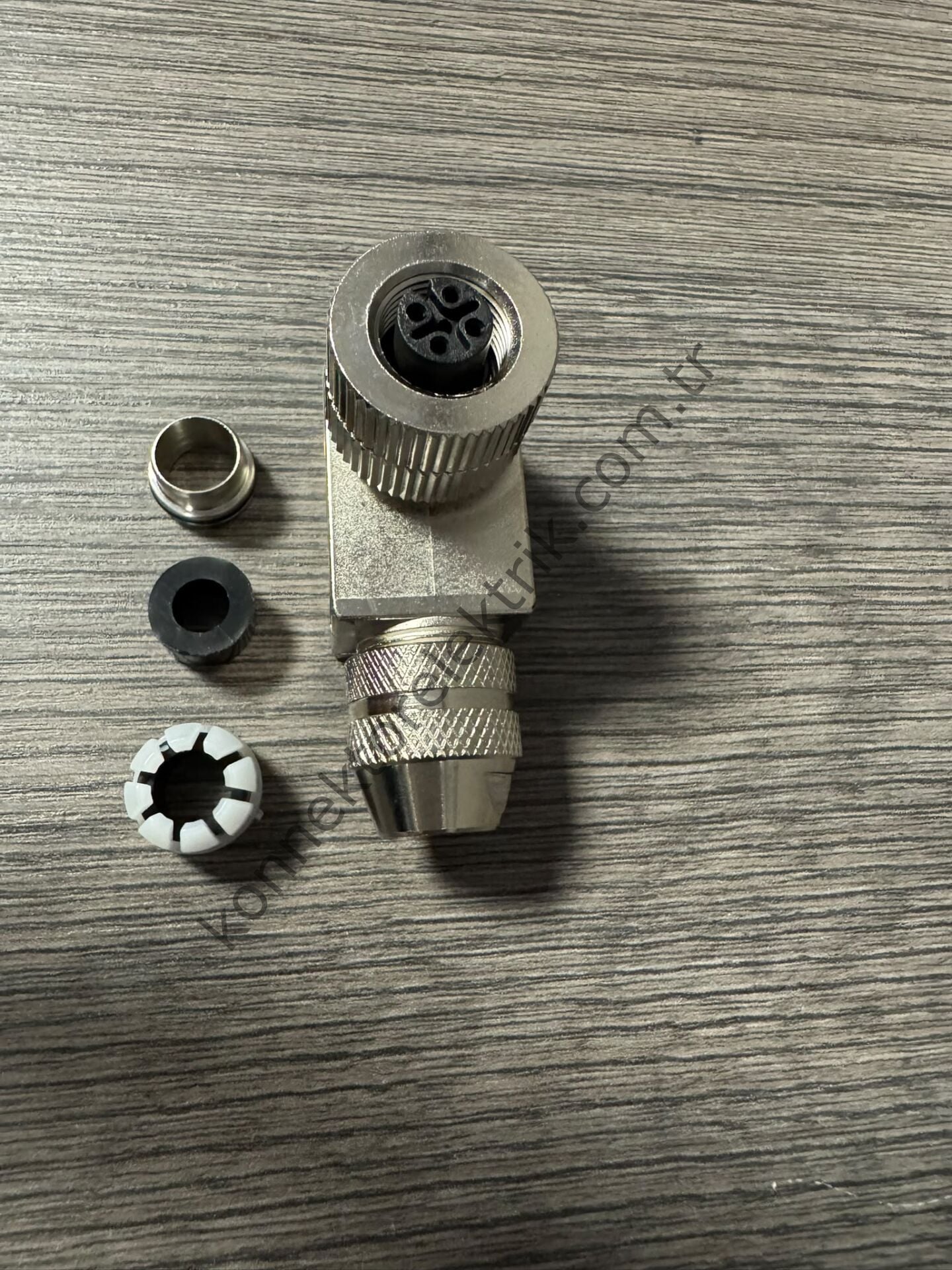 RENHOTEC M12 5 Pin Metal Kasa 90° Açılı Kablo Tipi Dişi Endüstriyel Konnektör